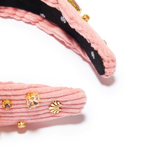 Lele Sadoughi Blush Crystal Corduroy SLIM KNOTTED HEADBAND NWT